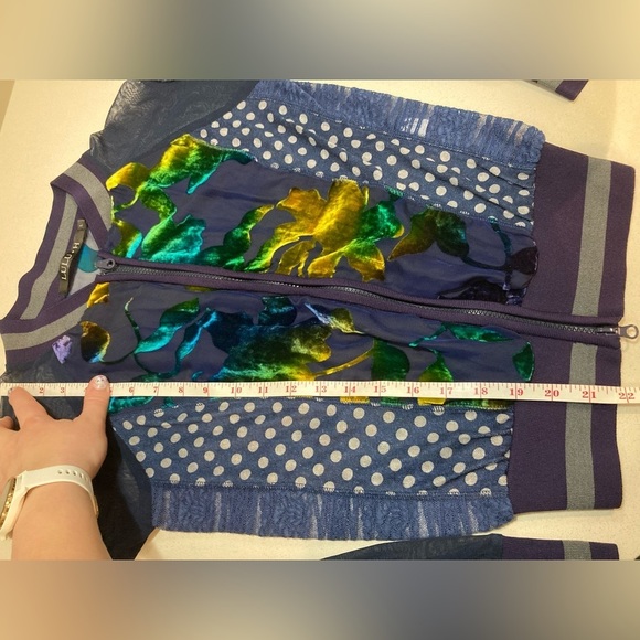 Stunning LULU H Paris mesh/velvet appliqué bomber jacket/French style cardigan - Picture 9 of 17